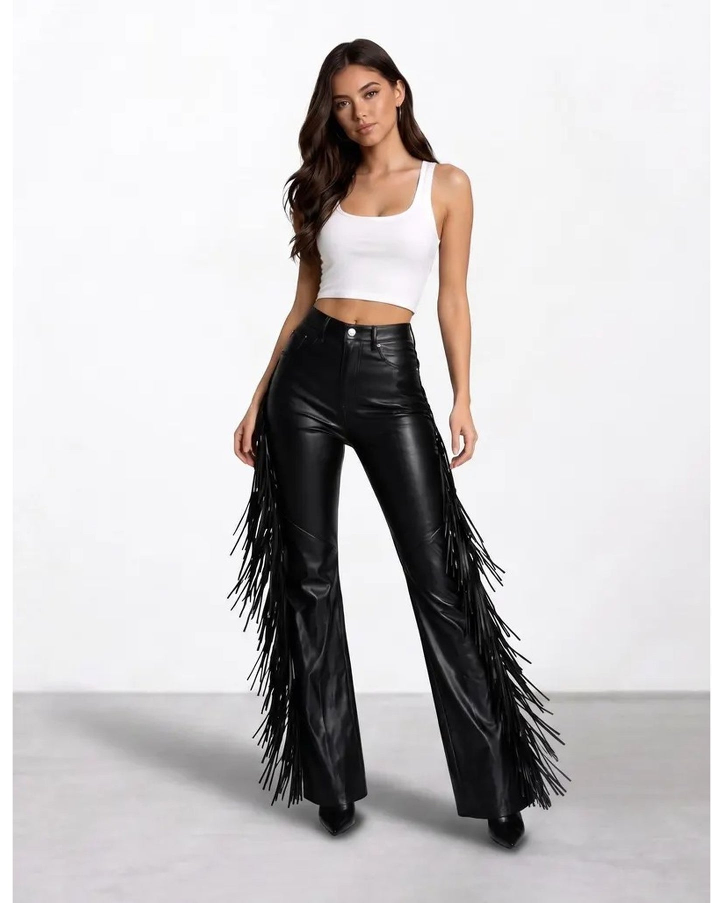 High Waist Fringe Trouser
