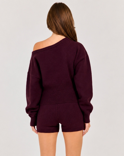 Plum Off Shoulder Set
